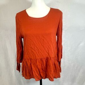 Burnt orange tie sleeve oversized baby doll top size small